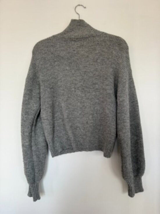 Ambiance Apparel Grey Ribbed Quarter Zip Sweater Cozy Minimalist Knit - Picture 6 of 7